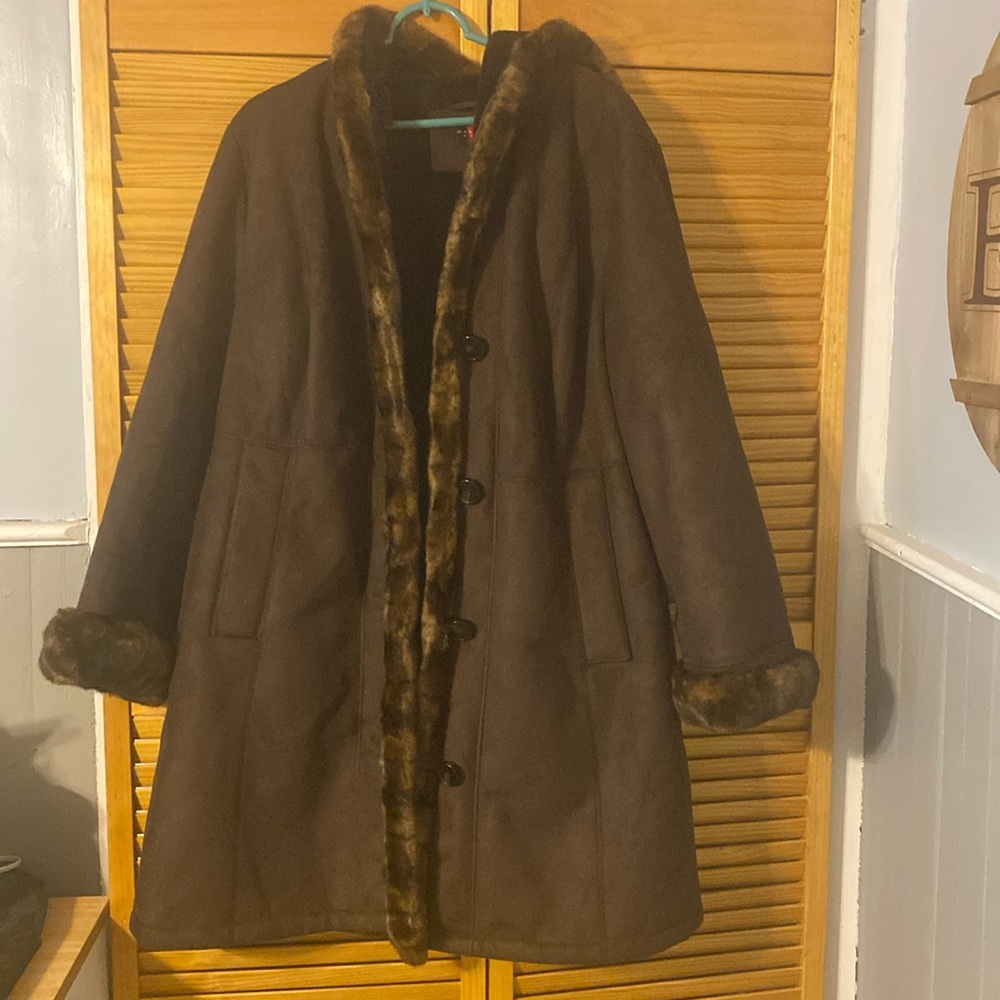 Warm fur lined winter coat